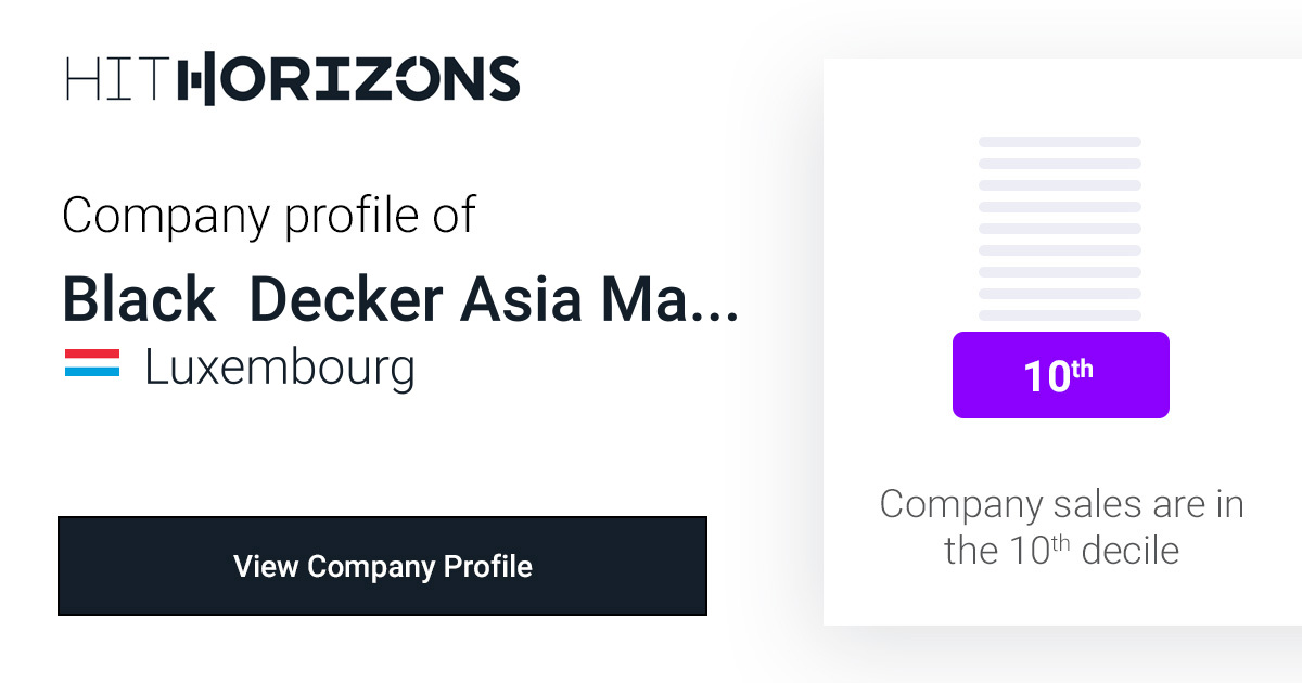 Company Profile of Black Decker Asia Manufacturing Holdings 1 S